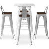 Buy White Bar Table + X4 Bar Stools Set Bistrot Metalix Industrial Design Metal and Dark Wood - New Edition Silver 60130 - prices