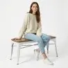 Buy Bench Bistrot Metalix Industrial Metal and Light Wood - New Edition White 60131 at MyFaktory