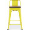 Buy Bar stool with small backrest  Bistrot Metalix industrial Metal and Dark Wood - 60 cm - New Edition Yellow 60133 - prices