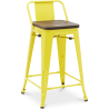 Buy Bar stool with small backrest  Bistrot Metalix industrial Metal and Dark Wood - 60 cm - New Edition Yellow 60133 - in the EU