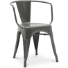 Buy Dining Chair with armrest Bistrot Metalix industrial Metal - New Edition Dark grey 60140 - in the EU