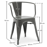 Buy Dining Chair with armrest Bistrot Metalix industrial Metal - New Edition Dark grey 60140 home delivery