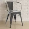 Buy Dining Chair with armrest Bistrot Metalix industrial Metal - New Edition Dark grey 60140 - prices