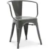 Buy Dining Chair with armrest Bistrot Metalix industrial Metal - New Edition Dark grey 60140 - in the EU