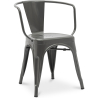 Buy Dining Chair with armrest Bistrot Metalix industrial Metal - New Edition Dark grey 60140 - prices