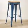 Buy Bar Stool - Industrial Design - Wood & Steel - 76cm - New Edition - Metalix Dark blue 60144 - prices