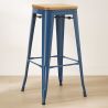 Buy Bar stool Bistrot Metalix industrial Metal and Light Wood - 76 cm - New Edition Dark blue 60144 - prices