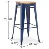 Buy Bar Stool - Industrial Design - Wood & Steel - 76cm - New Edition - Metalix Dark blue 60144 with a guarantee