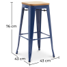 Buy Bar stool Bistrot Metalix industrial Metal and Light Wood - 76 cm - New Edition Dark blue 60144 home delivery