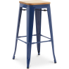 Buy Bar stool Bistrot Metalix industrial Metal and Light Wood - 76 cm - New Edition Dark blue 60144 - in the EU