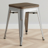 Buy Industrial Design Bar Stool - Wood & Steel - 45cm - New Edition - Metalix Steel 60145 - prices