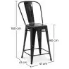 Buy Bar Stool with Backrest - Industrial Design - 60cm - New Edition - Metalix Black 60146 home delivery