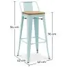 Buy Bar Stool with Backrest - Industrial Design - Wood & Steel - 76cm - New Edition - Metalix Light blue 60152 - in the EU