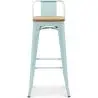 Buy Bar Stool with Backrest - Industrial Design - Wood & Steel - 76cm - New Edition - Metalix Light blue 60152 - in the EU