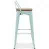 Buy Bar Stool with Backrest - Industrial Design - Wood & Steel - 76cm - New Edition - Metalix Light blue 60152 in the Europe