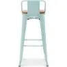 Buy Bar Stool with Backrest - Industrial Design - Wood & Steel - 76cm - New Edition - Metalix Light blue 60152 home delivery