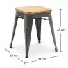 Buy Stool Bistrot Metalix Industrial Metal and Light Wood - 45 cm - New Edition Light grey 60153 with a guarantee