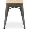 Buy Stool Bistrot Metalix Industrial Metal and Light Wood - 45 cm - New Edition Light grey 60153 in the Europe