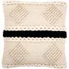Buy Square Cushion in Boho Bali Style, Cotton & Wool cover + filling - Minerva Black 60195 - in the EU