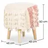 Buy Pouffe Stool in Boho Bali Style, Wood and Cotton - Vanessa Bali Beige 60260 - in the EU