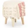 Buy Pouffe Stool in Boho Bali Style, Wood and Cotton - Vanessa Bali Beige 60260 - in the EU