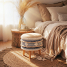 Buy Pouffe Stool in Boho Bali Style, Wood and Cotton - Zoe Bali Blue 60261 - prices