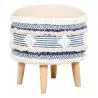 Buy Pouffe Stool in Boho Bali Style, Wood and Cotton - Zoe Bali Blue 60261 - in the EU
