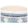 Buy Pouffe Stool in Boho Bali Style, Wood and Cotton - Zoe Bali Blue 60261 in the Europe
