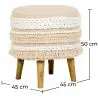 Buy Pouffe Stool in Boho Bali Style, Wood and Cotton - Isabella Bali Ivory 60262 with a guarantee