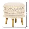 Buy Pouffe Stool in Boho Bali Style, Wood and Cotton - Janice Bali White 60264 - in the EU