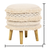 Buy Pouffe Stool in Boho Bali Style, Wood and Cotton - Janice Bali White 60264 home delivery