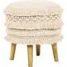 Buy Pouffe Stool in Boho Bali Style, Wood and Cotton - Janice Bali White 60264 - in the EU