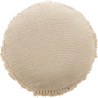Buy Pouffe Stool in Boho Bali Style, Wood and Cotton - Janice Bali White 60264 - prices