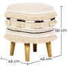 Buy Pouffe Stool in Boho Bali Style, Wood and Cotton - Jessie Bali Cream 60266 home delivery