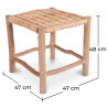 Buy Low Garden Stool in Boho Bali Style, Rattan and Wood - Marcra Natural wood 60290 in the Europe