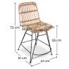 Buy Counter Stool in Boho Bali Design, Rattan and Iron - Creto Black 60293 - in the EU