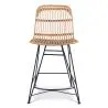 Buy Counter Stool in Boho Bali Design, Rattan and Iron - Creto Black 60293 - in the EU