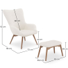 Buy Upholstered armchair in white boucle with a footrest - Wub White 60336 home delivery