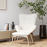 Buy Upholstered armchair in white boucle with a footrest - Wub White 60336 - prices