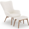 Buy Upholstered armchair in white boucle with a footrest - Wub White 60336 at MyFaktory