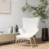 Buy Upholstered armchair in white boucle with a footrest - Wub White 60336 with a guarantee