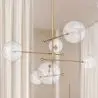 Buy Pendant lamp, globe chandelier, metal and glass - Parka Gold 60393 - prices