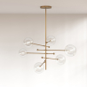 Buy Pendant lamp, globe chandelier, metal and glass - Parka Gold 60393 - in the EU