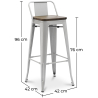 Buy Bar stool with small backrest  Bistrot Metalix industrial Metal and Dark Wood - 76 cm - New Edition Black 60150 with a guarantee