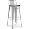 Buy Bar stool with small backrest  Bistrot Metalix industrial Metal and Dark Wood - 76 cm - New Edition Black 60150 - prices