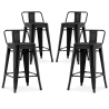 Buy Pack of 4 Bar Stools with Backrest - Industrial Design - 60cm - New Edition - Metalix Black 60439 - in the EU