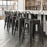 Buy Pack of 4 Bar Stools with Backrest - Industrial Design - 60cm - New Edition - Metalix Black 60439 at MyFaktory
