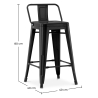Buy Pack of 4 Bar Stools with Backrest - Industrial Design - 60cm - New Edition - Metalix Black 60439 in the Europe