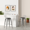 Buy Pack of 4 Bar Stools with Backrest - Industrial Design - 60cm - New Edition - Metalix Black 60439 - prices
