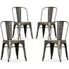 Buy X4 Bistrot Metalix Dining Chair Industrial Design in Shiny Steel square seat- New Edition Metallic bronze 60437 - in the EU